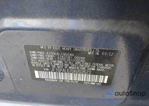 2013 Subaru Impreza 2.0I Sport Premium z USA, uszkodzony, nr VIN JF1GPAL67DH202623